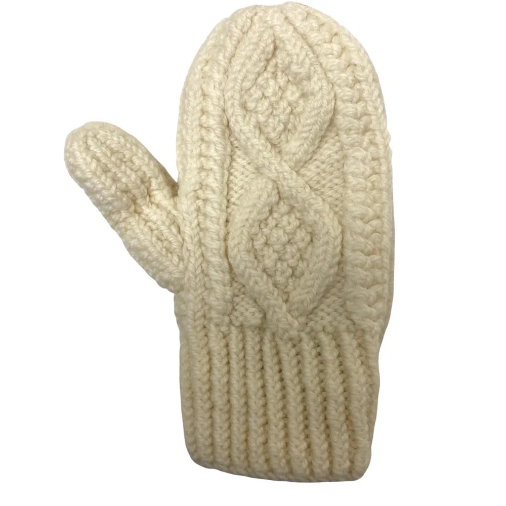 ARAN Kids Mittens Wool Natural Cream Handmade